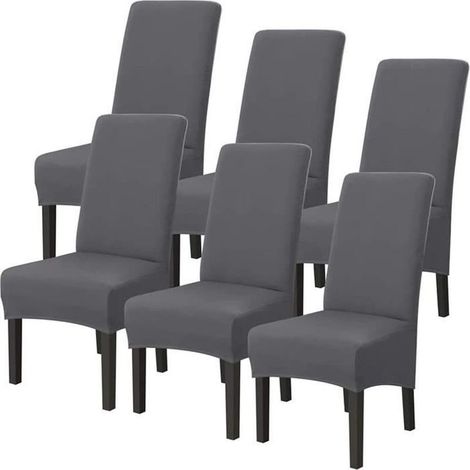 Set of 6 Covers of Chair XL Extendable Gray Removable Washable Modern Cover for Room to Eat (1/4)