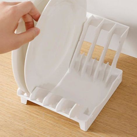 Organisateur porte-assiettes (1 pièce) - Égouttoir à vaisselle et support à assiettes sur pied avec fentes - Empilable - Gain de pla (1/4)