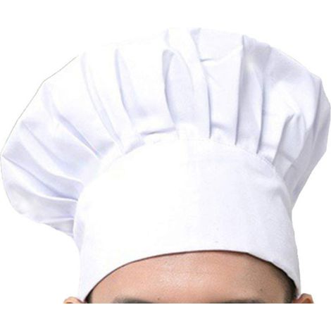 Toque De Chef - Blanc - En Coton Polyester Respirant - Bande Élastique Réglable - Pour Cuisine Professionnelle Et Domestique - 1 Pièce