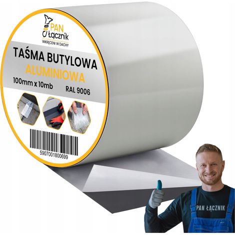 Bande Butyle De Toiture Aluminium, 100 mm x 10 m, Argent RAL9006, Ruban D'Etancheite