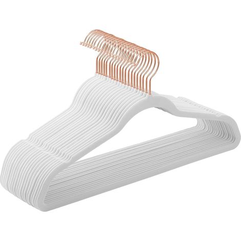 Lot de 20 Cintres, Velours antidérapant, Crochet pivotant 360°, Plastique ABS, 41,5 cm, Pour vêtements adultes