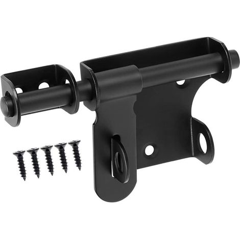 (Noir) Loquet coulissant avec trou pour cadenas, verrou de porte coulissante à pêne dormant, verrou de porte extérieure de 15 cm, loquet en acier inoxydable (1/5)