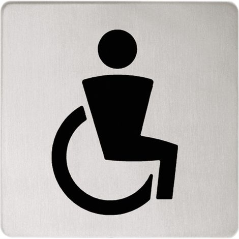 Panneau de porte KE Plan 14968, pour toilettes pour personnes handicapées, anodisé argent
