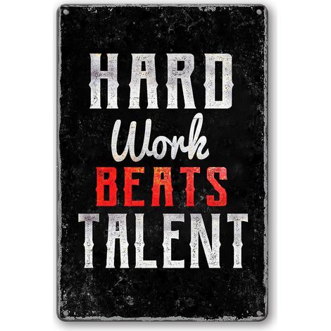 Plaque de Gym, Plaques de Fer Métallique de Gym, Affiche de Gym, Plaque "Le Travail Dur Vainc le Talent", Citations Inspirationnelles de Gym, Art Murale de Gym, Plaque Motivationnelle de Gym 30x20 Cm (1/5)