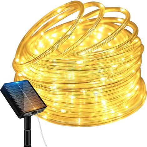 10M 100 LED Solar String Lights for Outdoor Garden, IP65 Waterproof Solar Outdoor String Lights, 8 Modes Outdoor Tree String Lights for Balcony, Terrace, Christmas, Yard Decoration, Warm White [Class  (1/5)