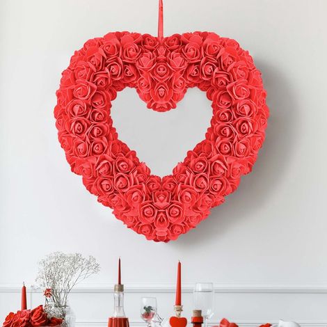 Guirlande En Forme De Coeur - Guirlande De Fleurs Artificielles Pour Porte - Décoration Pour Mariage, Fiançailles, Fête Ou Intérieur - 1 Pièce (1/5)