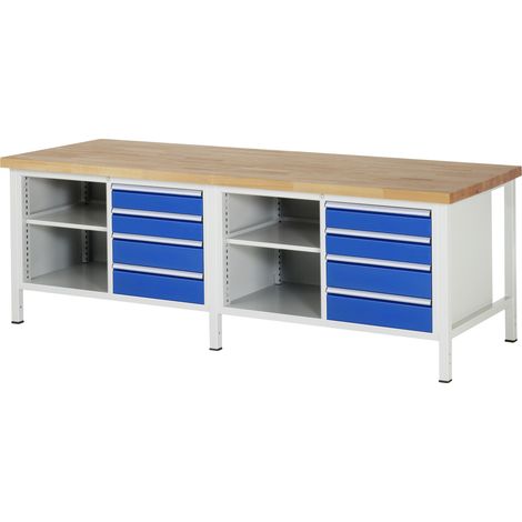 Rau Werkbank höhenverstellbar 8463A2, B2500xT900xH840-1040mm, 8x Schublade-TA (1/5)