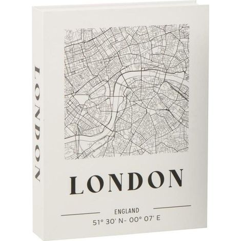 Scatola Contenitore a Libro Londra Bianco Mappa Nera