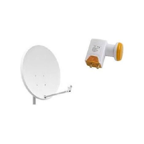 PACK PARABOLE SATELLITE ACIER 65 CM + LNB TWIN REDLINE HD 4K 0,1DB COMPATIBLE CANAL HD ME