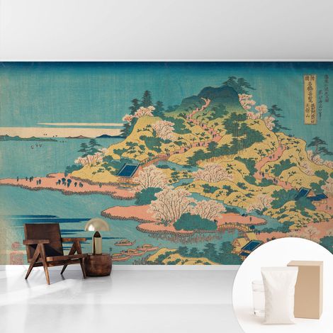 Papier peint intissé décoratif avec motifs pour salon et chambre a motif - Colle incluse gratuite Paysage japonais 416x254 cm (1/5)