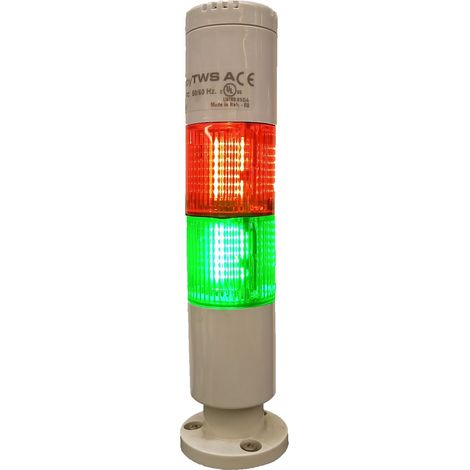 Colonnes lumineuses pré-configurées à LED Feu Fixe, Rouge / Vert avec Buzzer, 24 V (c.a./c.c.) ( Prix pour 1 )