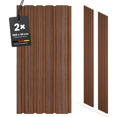 KGM Akustikpaneele 2x Blend Walnuss Ton in Ton 30x260 cm MDF