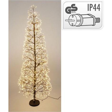 Árbol de navidad dorado, uso exterior, blanco frío/cálido, 1600 leds, 1,5 m