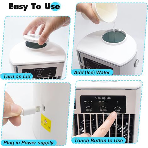 Mini climatiseur évaporatif portable 3 en 1, ventilateur ventilateur, 3 vitesses et grand réservoir pour maison (1/5)