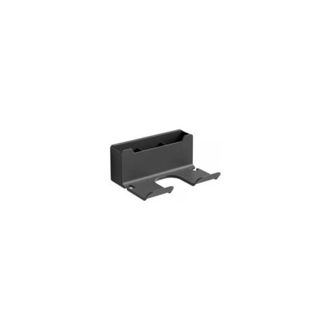 Soporte de pared de plástico negro para secador de pelo, adhesivo, no requiere taladrar, con función para guardar el cable. - Crezuo