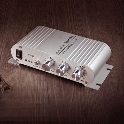 Amplificateur de puissance numérique stéréo pour voiture, ajustement aigus graves volume, haute sensibilité, ampli audio auto 2 canaux. (1/5)