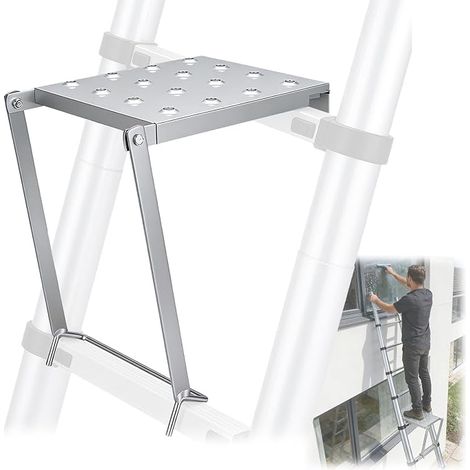 Plateforme De Travail Pour échelle, 150 Kg Acier Inoxydable Marchepied à Clipser Plateforme De Travail Pour échelles Escabeaux Et à Coulisse (1/5)