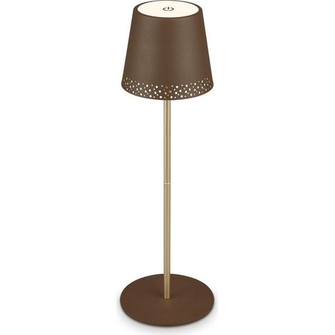 LED Akku-Tischleuchte Tischlampe verstellbar IP44 braun gold RGB innen außen