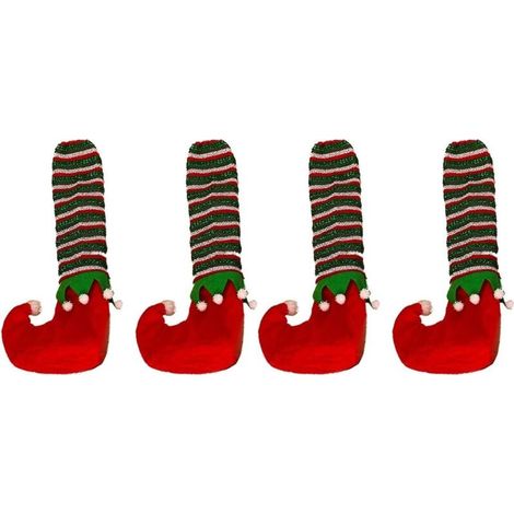 Weihnachtstischbeinkappen, Tischbeinkappen, Stuhlbeinkappen, Tisch- und Stuhlschoner, 4er-Pack, rot. (1/5)