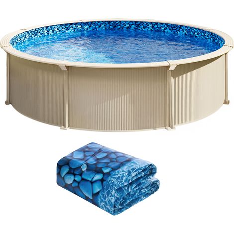 Mophorn Revestimiento para piscina elevada redonda de 24 pies de, revestimiento de vinilo Unibead, calibre estándar, altura de pared de 52 pulgadas, reemplazo de revestimiento