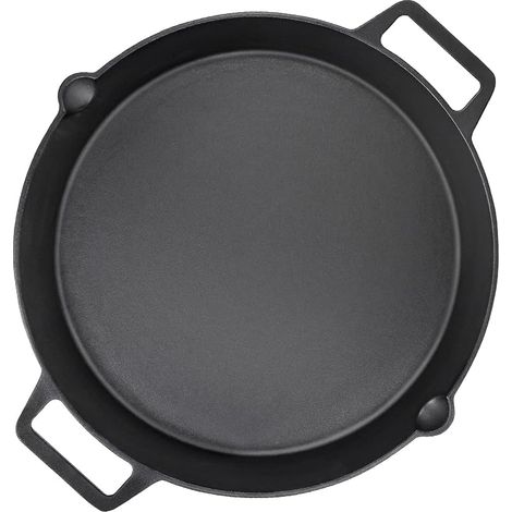 Poêle à griller universelle en fonte Ø 40 cm, grande, ronde, avec deux poignées et deux becs, poêle de service multifonctionnelle (1/5)