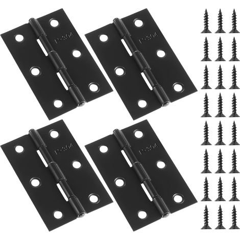 Anstore Türscharniere 4er Set Edelstahl Schwarz 75x50mm inkl. Schrauben Modernes Mattschwarz-Design. Rostfreier 304 Edelstahl. Komplettset 4 Scharniere & 48 Schrauben. (1/5)