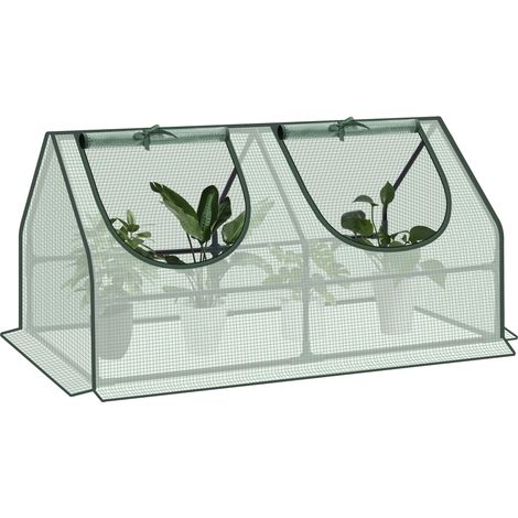 Woltu – Serre de jardin hivernage 120x60x60cm – Bâche renforcée en PE 140g/m² – Cadre en tube d'acier – 2 fenêtres enroulables vert (1/5)