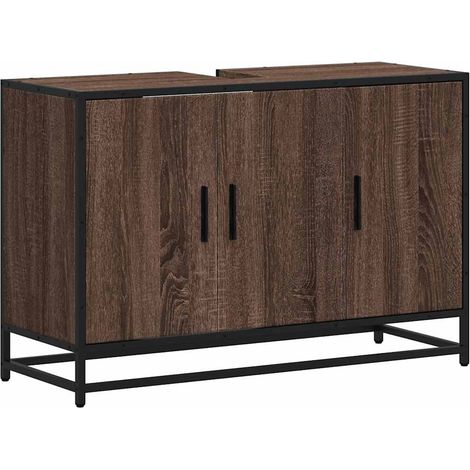 Maison Exclusive - Waschbeckenunterschrank Braun Eichen-Optik 90x