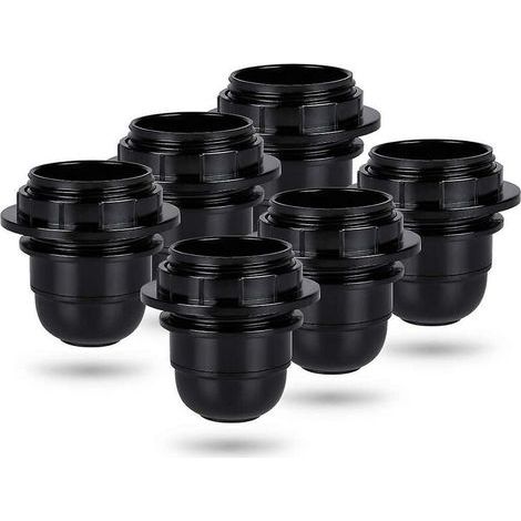 Schwarze E27-Schraubfassung – 6x E27-Lampenfassung mit Kunststoffring – E27-Glühbirnenfassung – E27-Glühbirnenhalter für Decken- und Pendelleuchten – E27-Glühbirnenfassung (1/4)