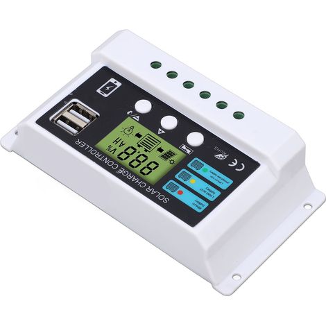 Contrôleur solaire pour batterie lithium-ion au plomb-acide blanche avec écran LCD, adaptatif 12V/24V 10A. (1/5)