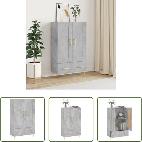 vidaXL Schrank Holz - Highboard Betongrau 69,5x31x115 cm Holzwerkstoff (1/5)