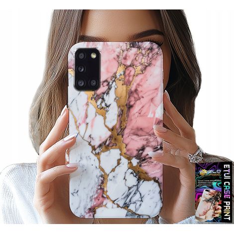 Custodia per Samsung Galaxy A31 - effetto marmo rosa e bianco, con motivi a pietra (1/5)