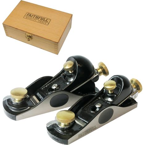 Set di pialle Faithfull 6012 e 912 in scatola di legno – Pialle manuali ad angolo basso in ghisa lavorata con precisione per la lavorazione delle venature di testa e la rifinitura fine