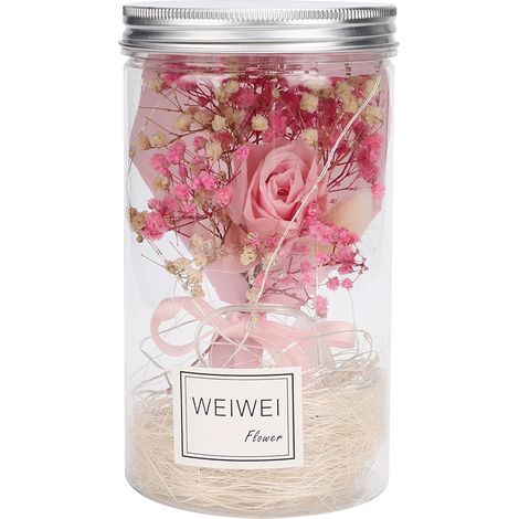 Bouquet De Fleurs Séchées Avec Veilleuse Led - Décoration Intérieure Cadeau Mariage Anniversaire - 20 Leds (1/5)