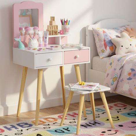 2 en 1 Coiffeuse Enfant, Coiffeuse pour Fille avec Miroir (1/5)