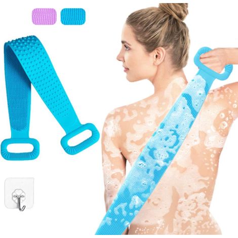 Gant Exfoliant Pour Dos - En Silicone - Double Face - Longueur 90 Cm - Pour Bain Et Massage Du Cuir Chevelu - 1 Pièce