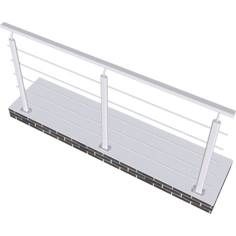 AICA Barandillas de aluminio plateado mate, interior y exterior, fijaciones al suelo 200x100cm (1/5)