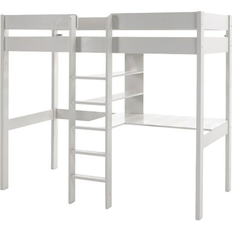 Lit Mezzanine & Bureau Enfant "Pino" 90x200cm Blanc (1/3)