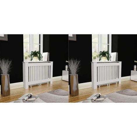 vidaXL Cache-radiateurs 2 pcs blanc bois d'ingénierie 112 cm (1/4)
