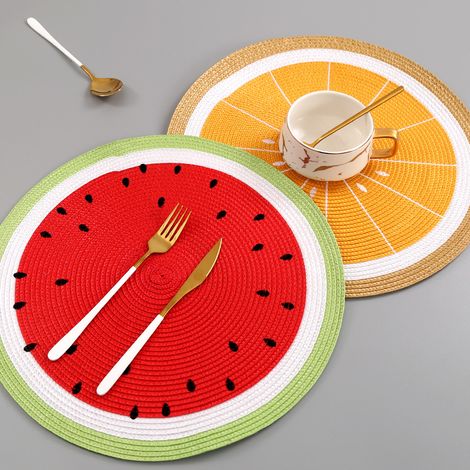 2 tapis ronds en tissu PP de style occidental pour l'isolation thermique, table à manger (1/5)