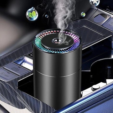 Diffusore di oli essenziali per auto, umidificatore, aromaterapia, nebulizzazione fredda, portatile, USB, colorato (nero) (1/5)