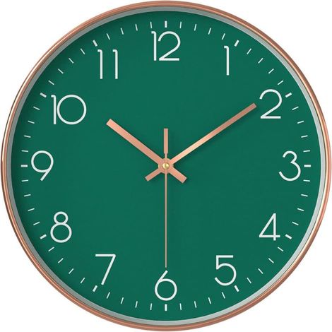 Moderne Kinderwanduhr - Geräuschlos - 30 cm - Quarz - Batteriebetrieben - Ideal für Büro, Klassenzimmer, Wohnzimmer, Schlafzimmer (grün)