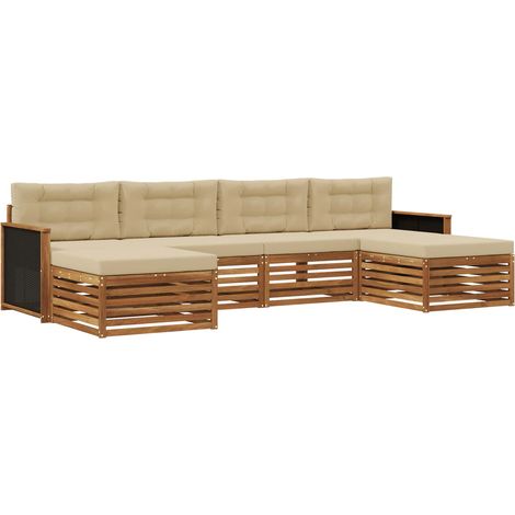 Sofa Sets with Cushion 6 pcs Solid Acacia Wood vidaXL