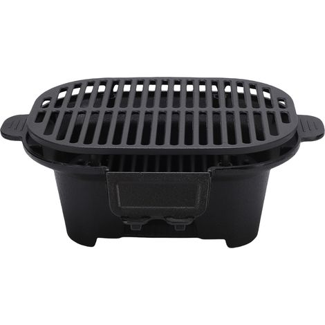 Eosnow Hibachi-Grill für den Außenbereich, kleiner tragbarer japanischer Yakitori-Campingkocher aus Holzkohlegusseisen für Grillabende im Hinterhof, Picknicks