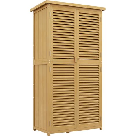 Armoire de jardin en bois avec toiture bitumée jaune clair 87 x 46,5 x 160 cm (1/5)