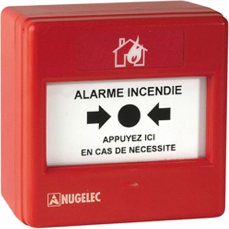 Fireless – Déclencheur manuel saillie IP21 en plastique – Compatible systèmes d'alarme Nugelec – Membrane déformable et vitre pré-cassée