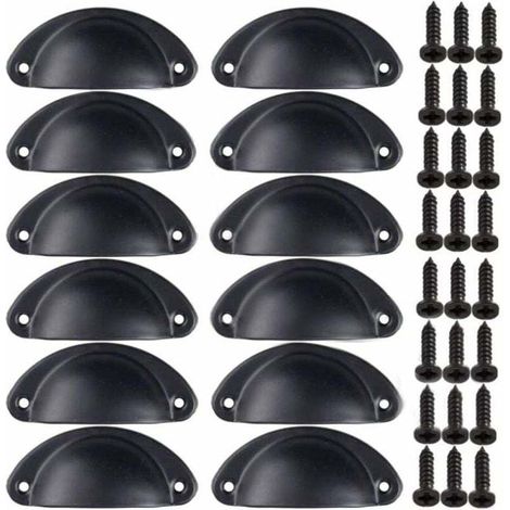 Poignée Bouton de Porte Décoration Rétro pour Meuble Tiroir Poignée de Coquille Vintage pouRôtiroir Armoire Meuble Cuisine Fer Incurvé Bouton de Porte de Placard Retro Pour Armoire(12PCS)-Fei Yu