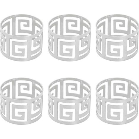 Lot de 6 ronds de serviette en tissu décoratifs et luxueux, parfaits pour la maison, un café, un anniversaire ou les fêtes.-Argent