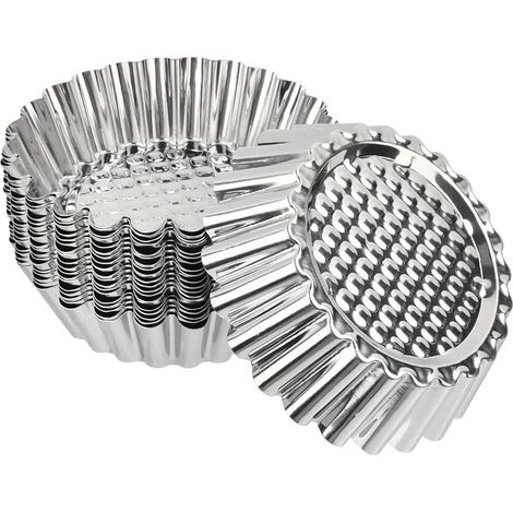 MINKUROW 20 Pezzi Stampi Per Crostata Piccoli, Stampi Per Crostata Antiaderente, Stampo Per Quiche, Stampo Per Crostata Rotonda, Stampi Per Crostata In Acciaio Inossidabile Per Mini Torte Quiche (1/5)