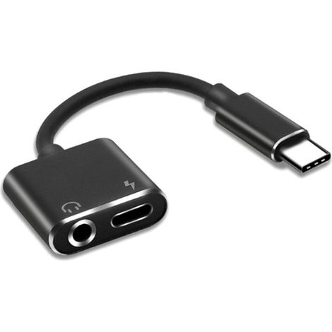 Convient pour l'adaptateur/chargeur adaptateur/connecteur 2-en-1 Type-C vers prise casque 3,5 mm, les casques audio AUX et l'adaptateur de charge, noir. (1/4)